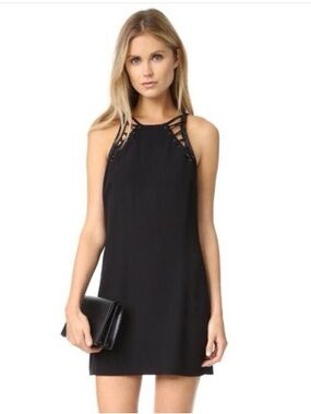 Ramy Brook Linette Black Mini Dress with Grommet/Lace Details
